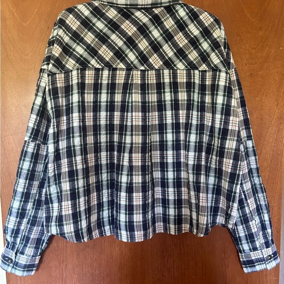 BDG URBAN OUTFITTERS Women’s Addison Check Button-Up Plaid Navy White Shirt L - Picture 2 of 15